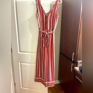 Rust striped jumpsuit